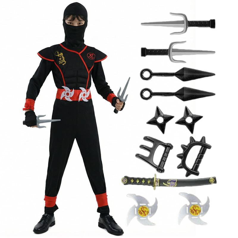 Black and Blue Ninja Costume f - Black Face Mask Pack recension och pris